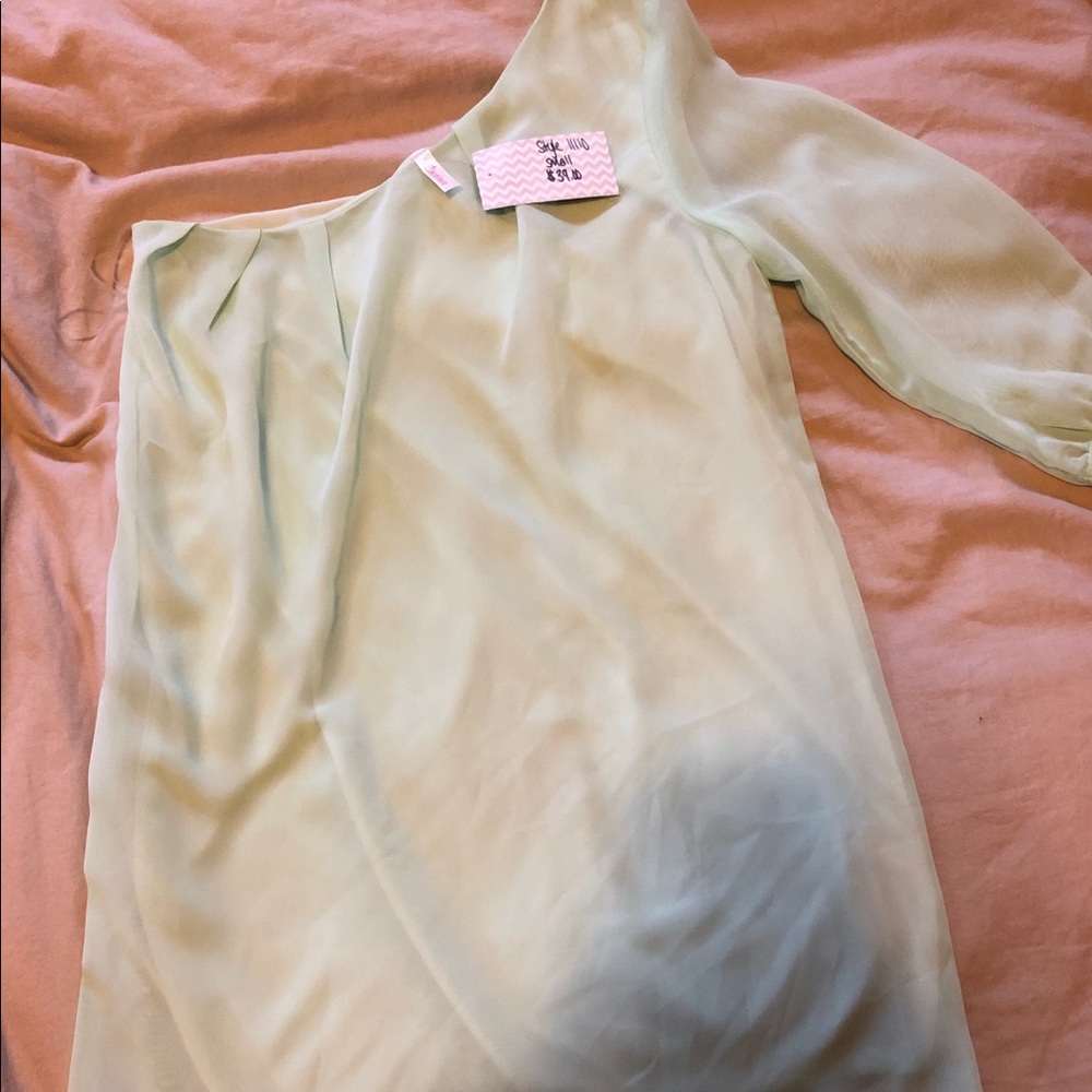 One sleeved mint dress